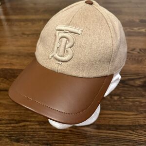 Burberry Nova Check Baseball Cap Logo Hat Leather